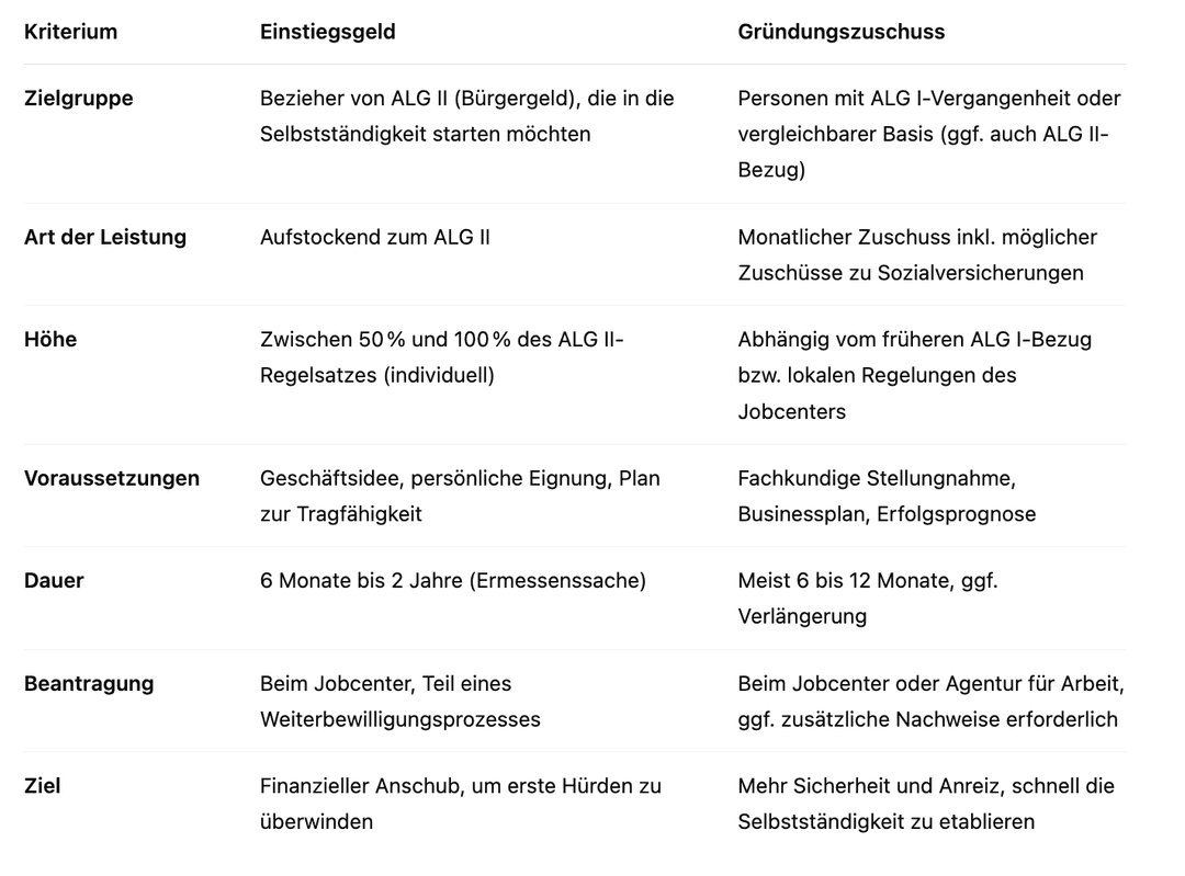 Grafik zum Artikel: Mit staatlicher Unterstützung gründen: Einstiegsgeld und Gründungszuschuss vom Jobcenter